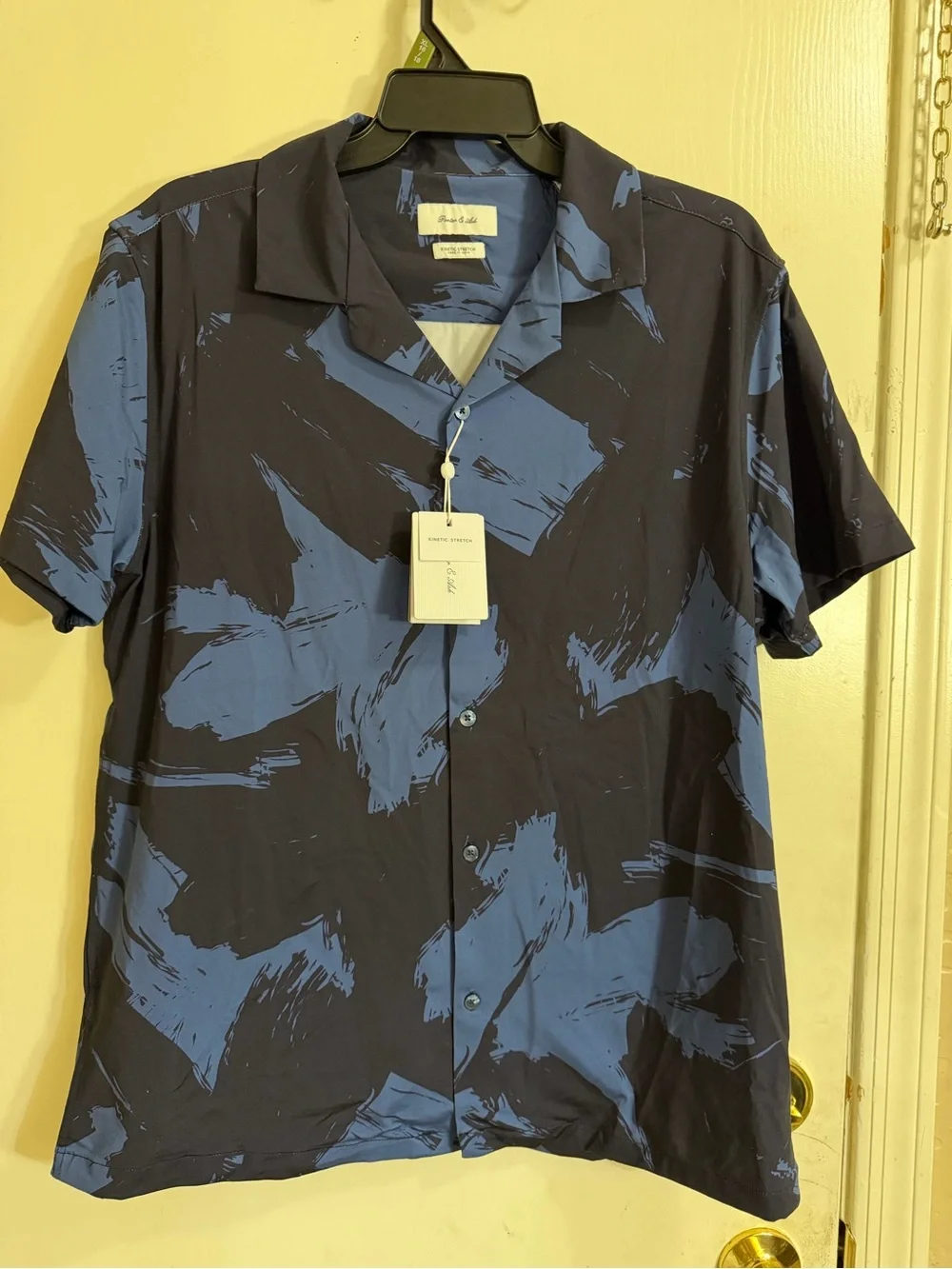 Porter & Ash Modern Brush-Print Collar Shirt - Blue/Black (148)